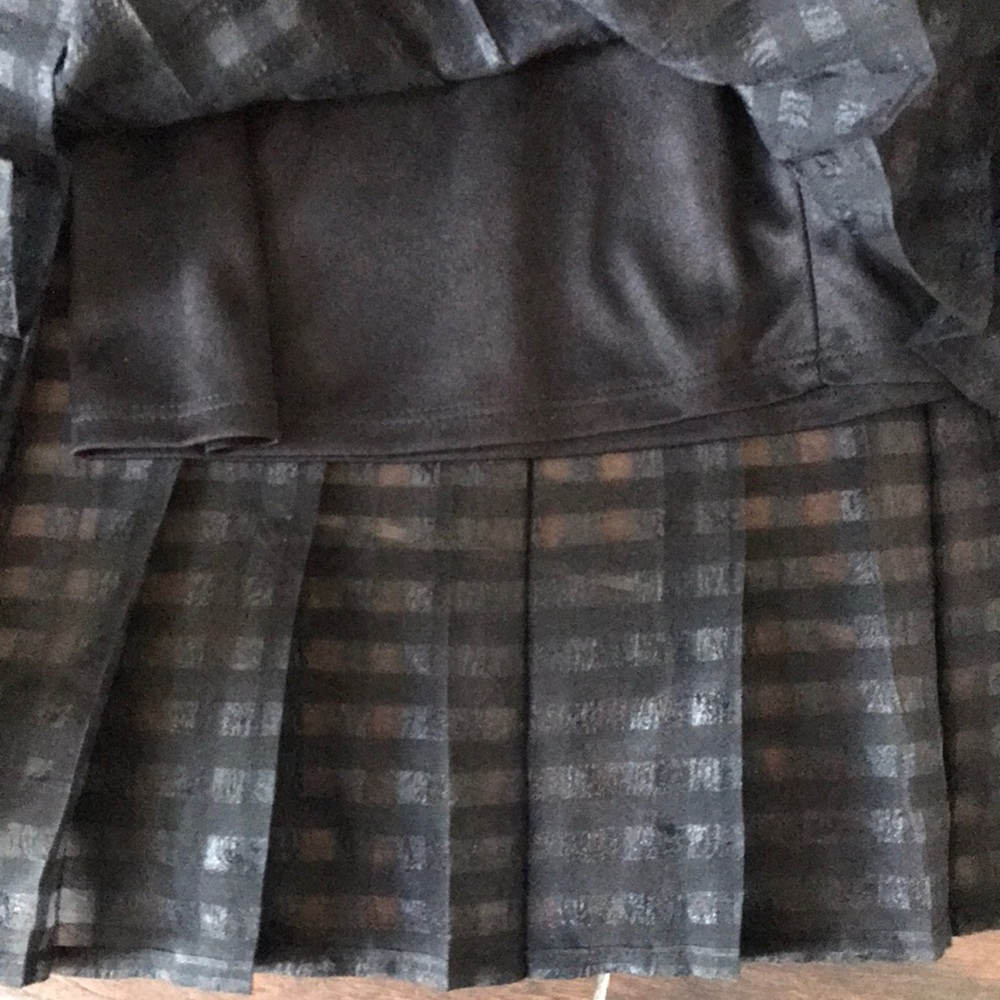 ELLE pleated black sheer checkered skirt - Picture 3 of 5